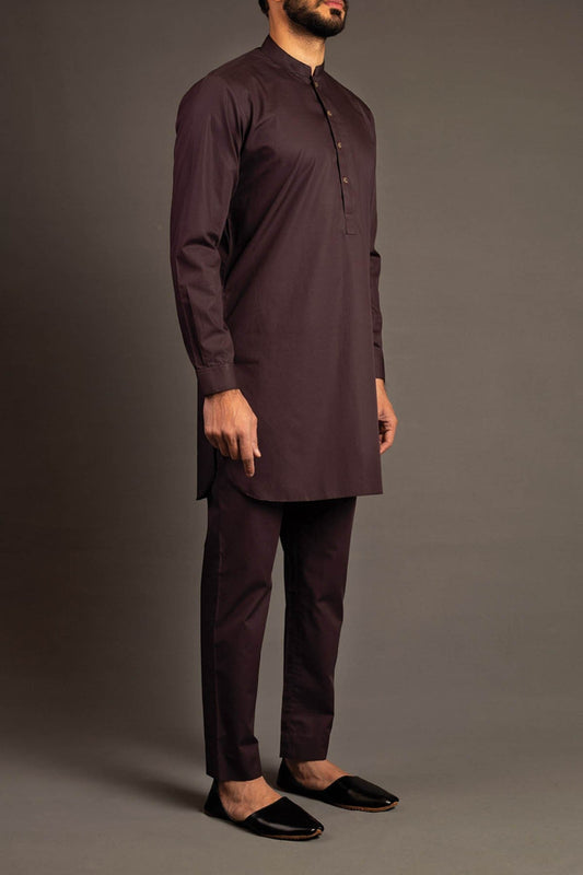 SHORT KURTA TROUSER BLACK BROWN - shop at Bareezeman