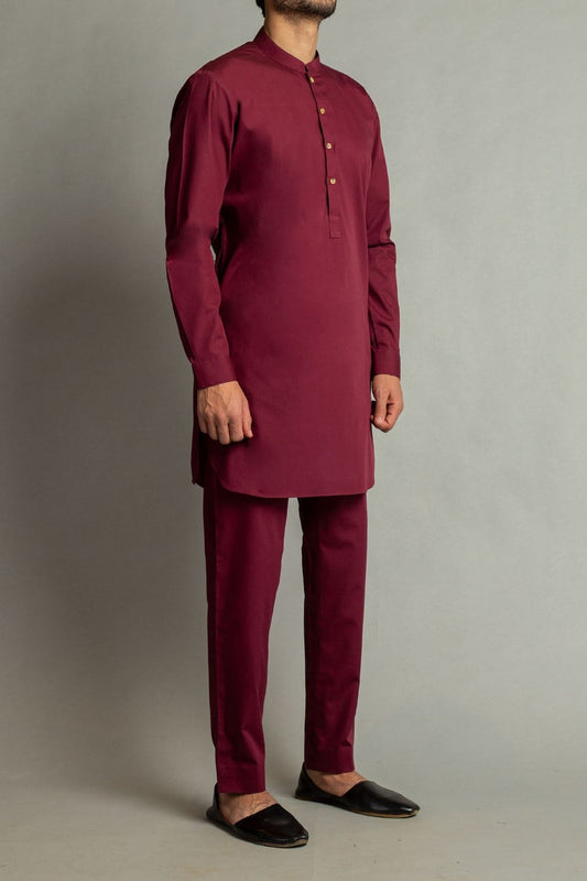 SHORT KURTA TROUSER MAROON