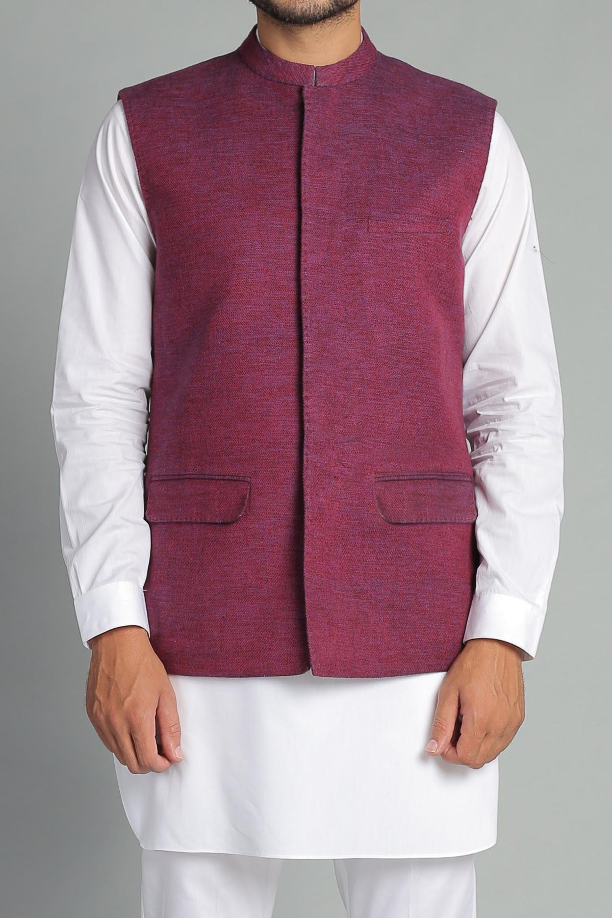 Khaddar Waistcoat - Maroon