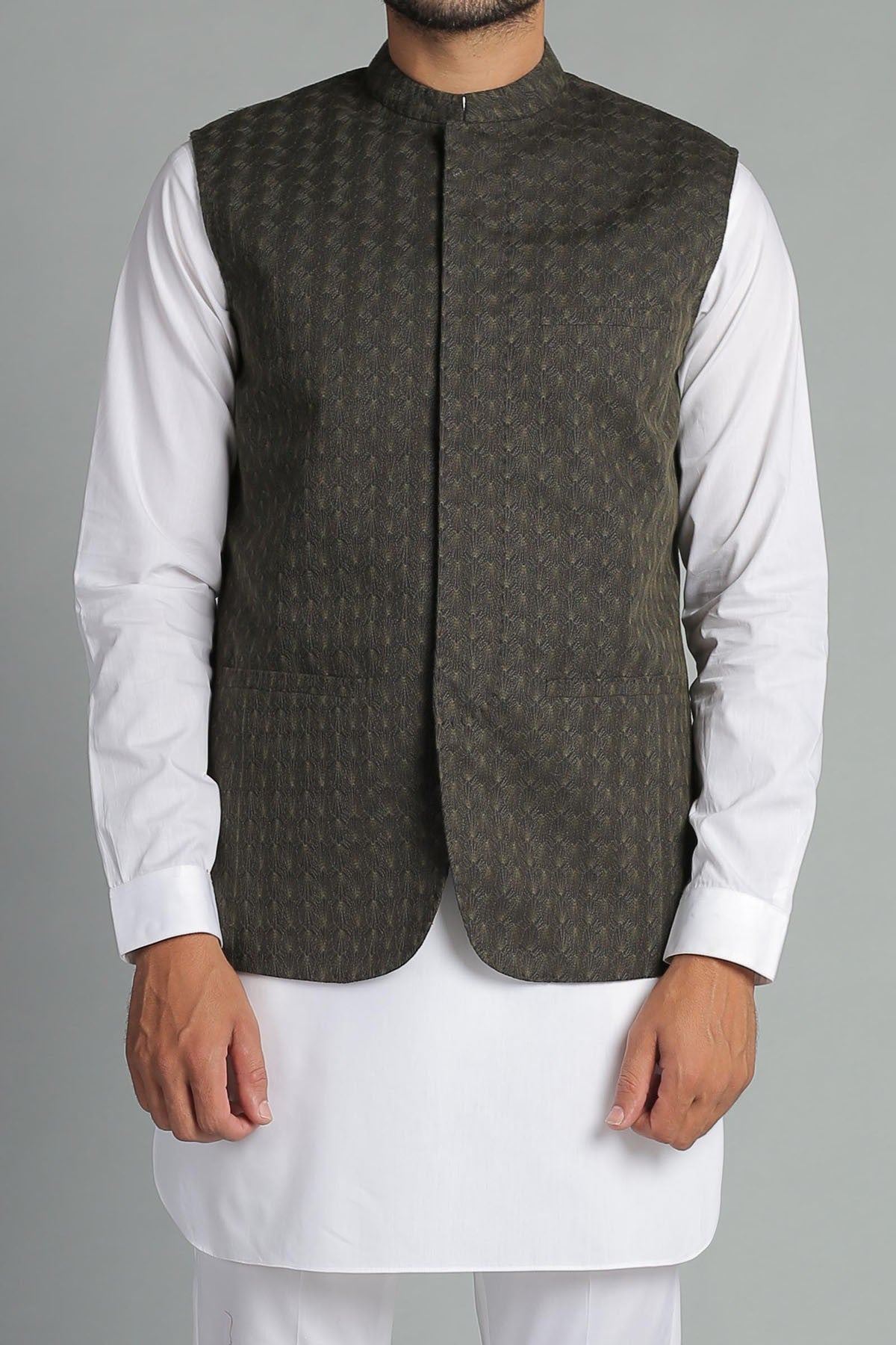 Embroidered Waistcoat - Seaweed Green