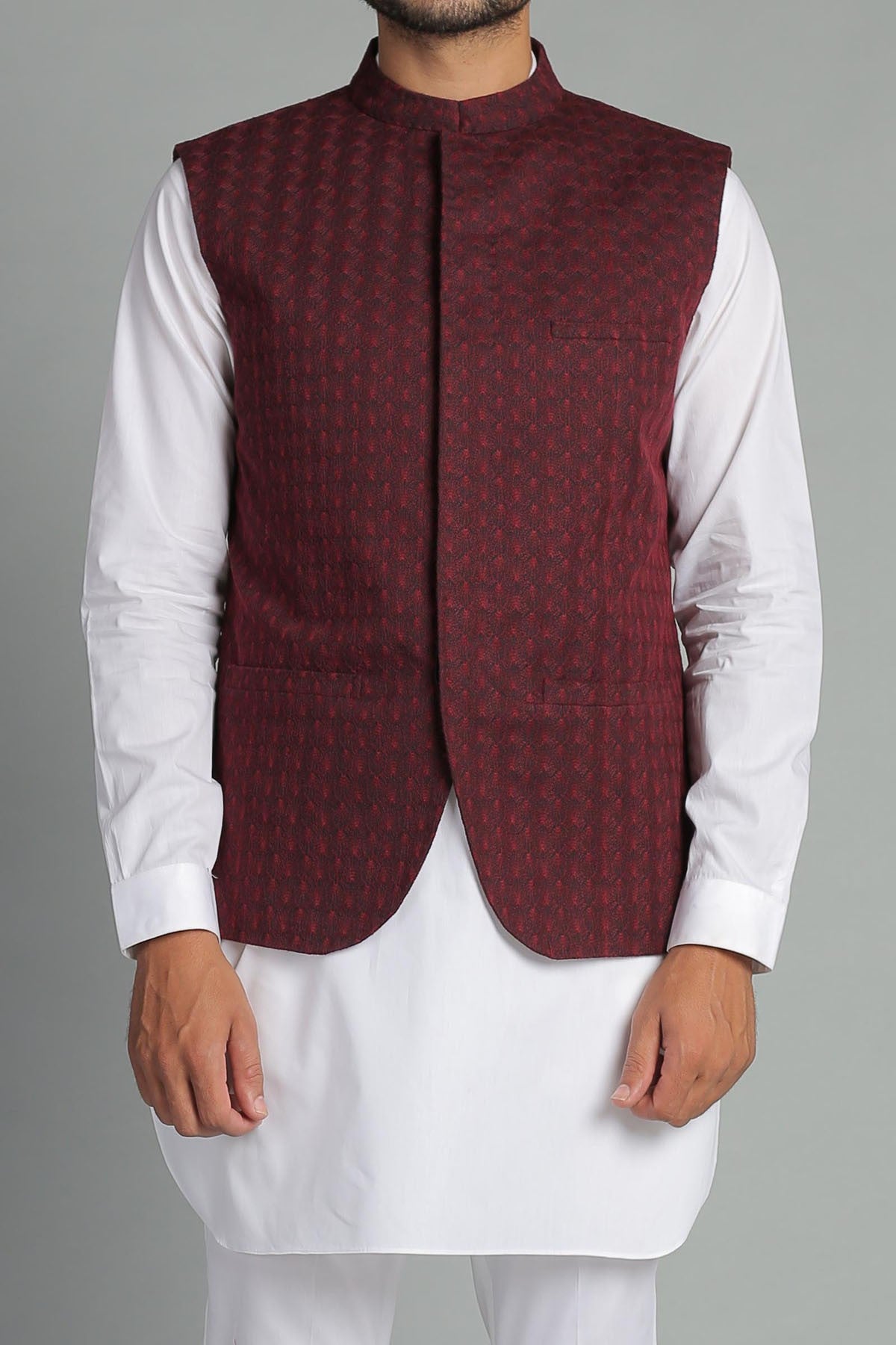 Embroidered Waistcoat - Maroon