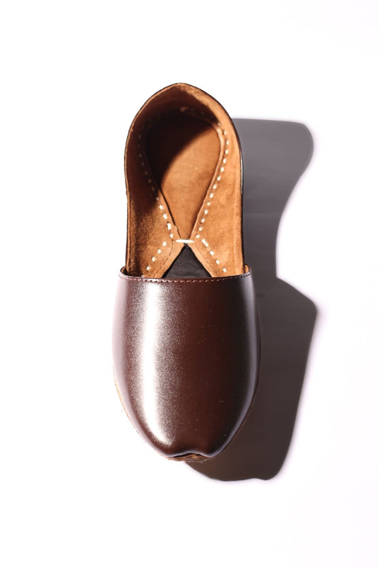 FOOTWEAR GLOSSY BROWN LEATHER - shop at Bareezeman