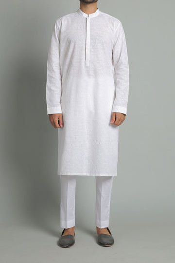 EMBROIDERED KURTA WHITE - shop at Bareezeman
