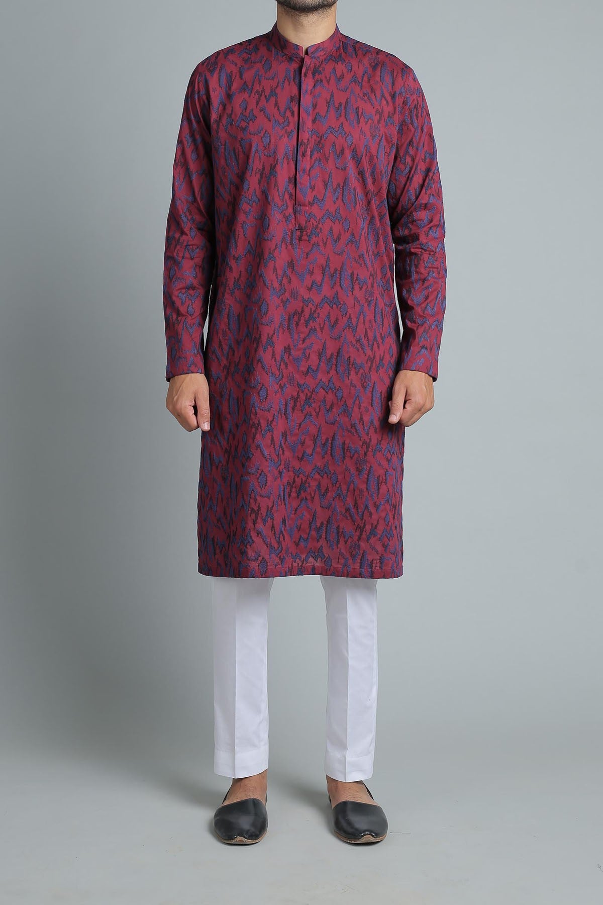 Embroidered Kurta - Maroon