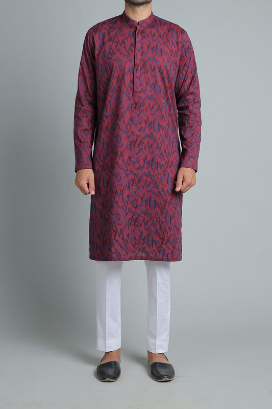 EMBROIDERED KURTA MAROON
