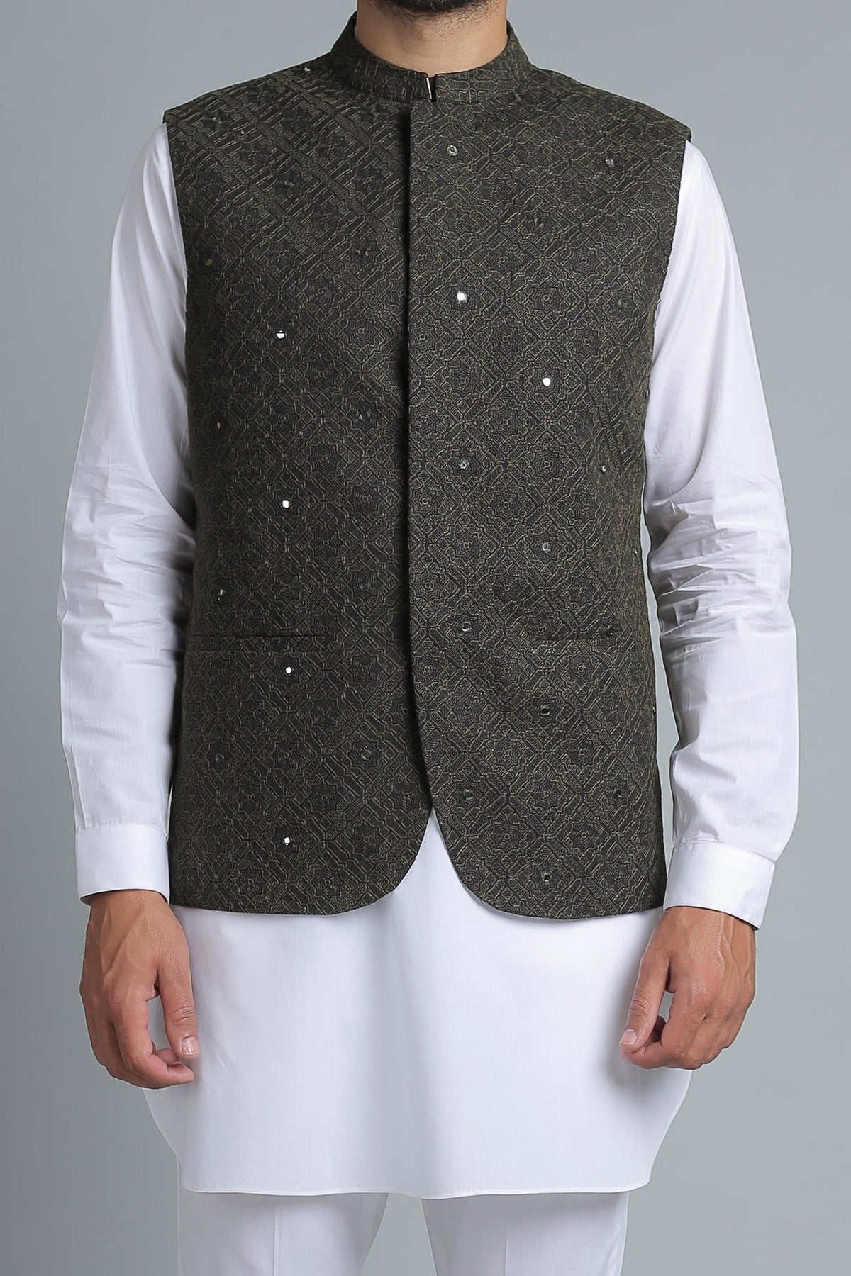 Mirror Embroidered Waistcoat - Green