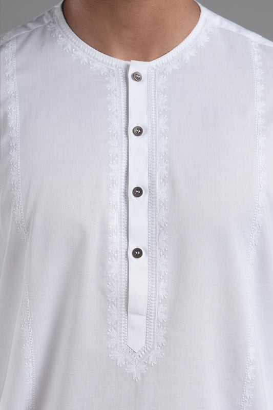 EMBROIDERED KURTA RDY WHITE