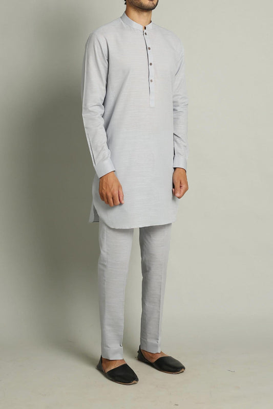 SHORT KURTA TROUSER GEY - shop at Bareezeman