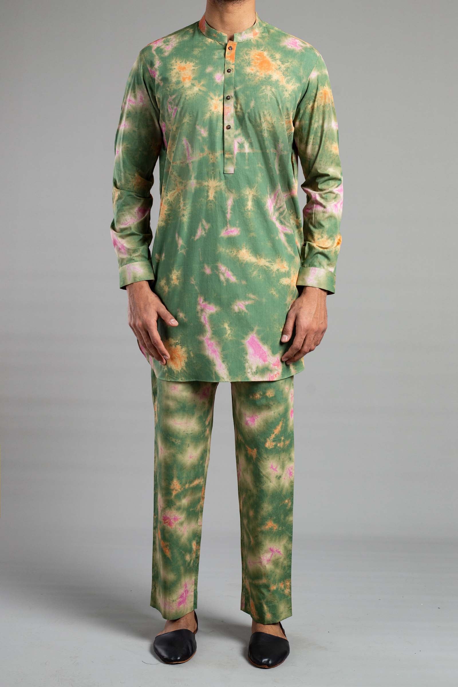 TIE DYE KURTA TROUSER GREEN