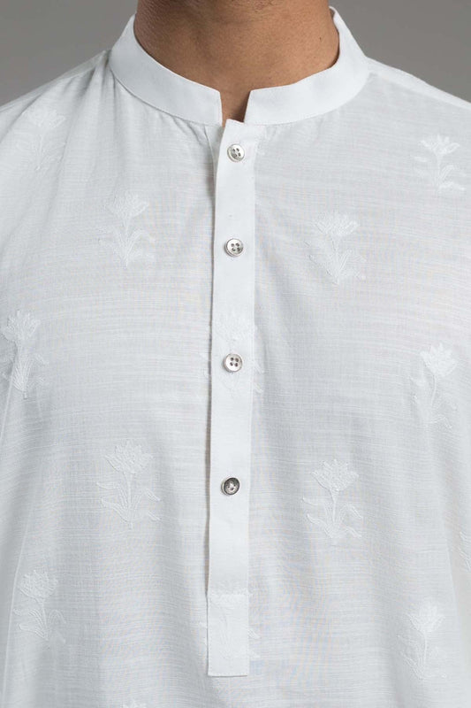 EMBROIDERED KURTA RDY WHITE