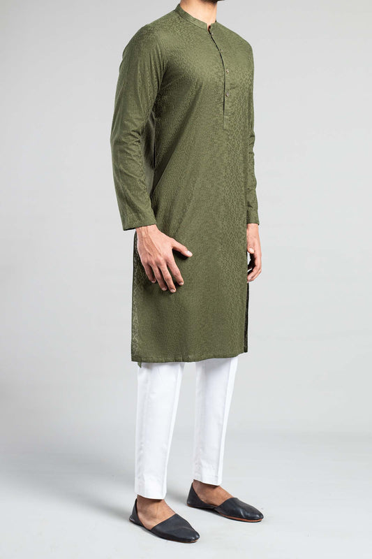 EMBROIDERED KURTA RDY GREEN - shop at Bareezeman