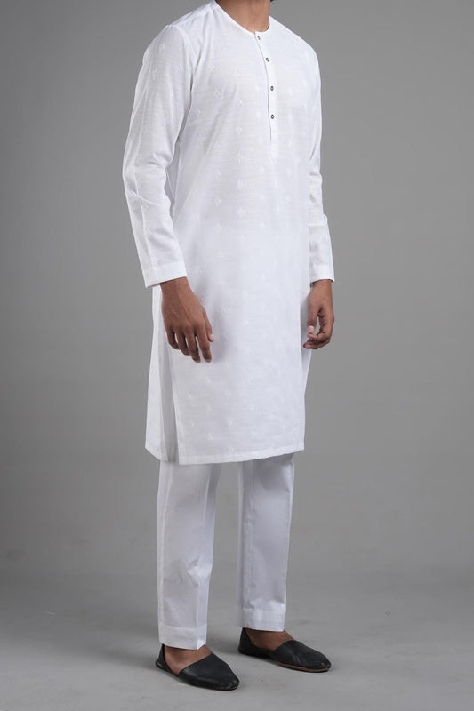 EMBROIDERED KURTA RDY WHITE