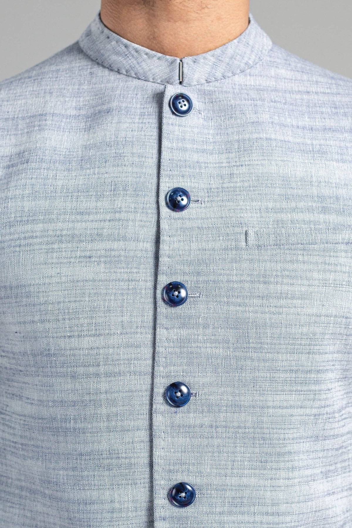 COTTON LINEN WAISTCOAT SKY BLUE - shop at Bareezeman