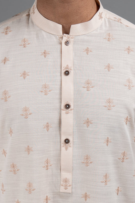 EMBROIDERED KURTA PEACH