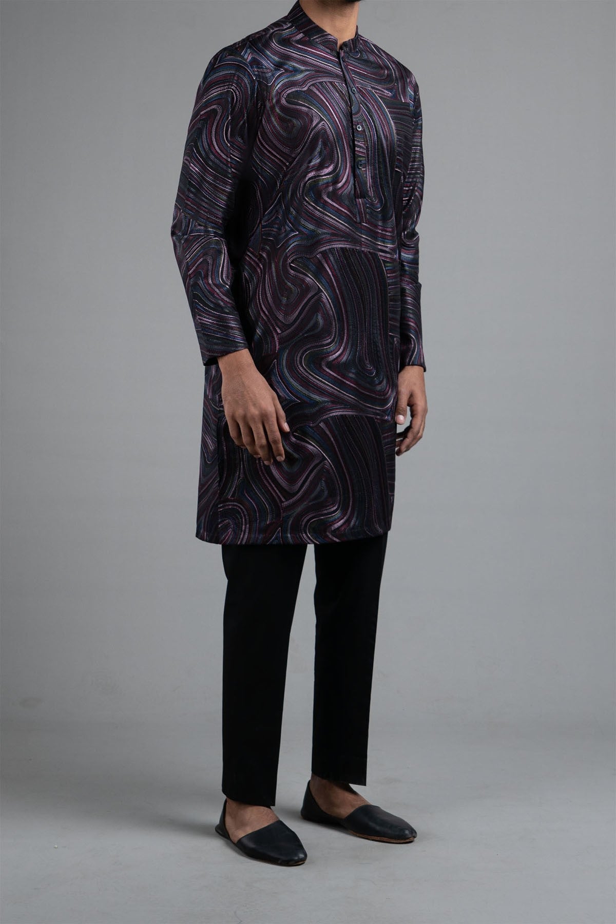 EMBROIDERED KURTA RDM BLACK - shop at Bareezeman