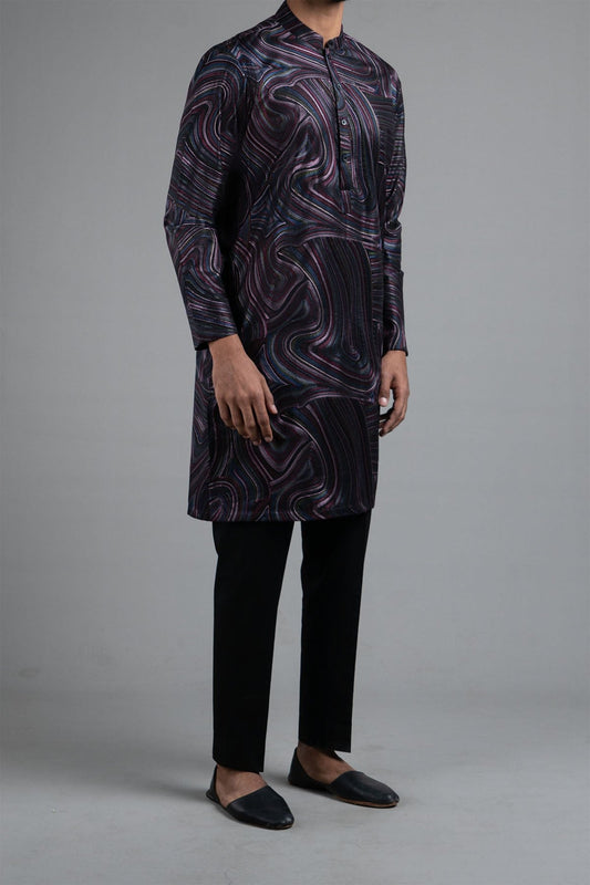 EMBROIDERED KURTA RDM BLACK - shop at Bareezeman