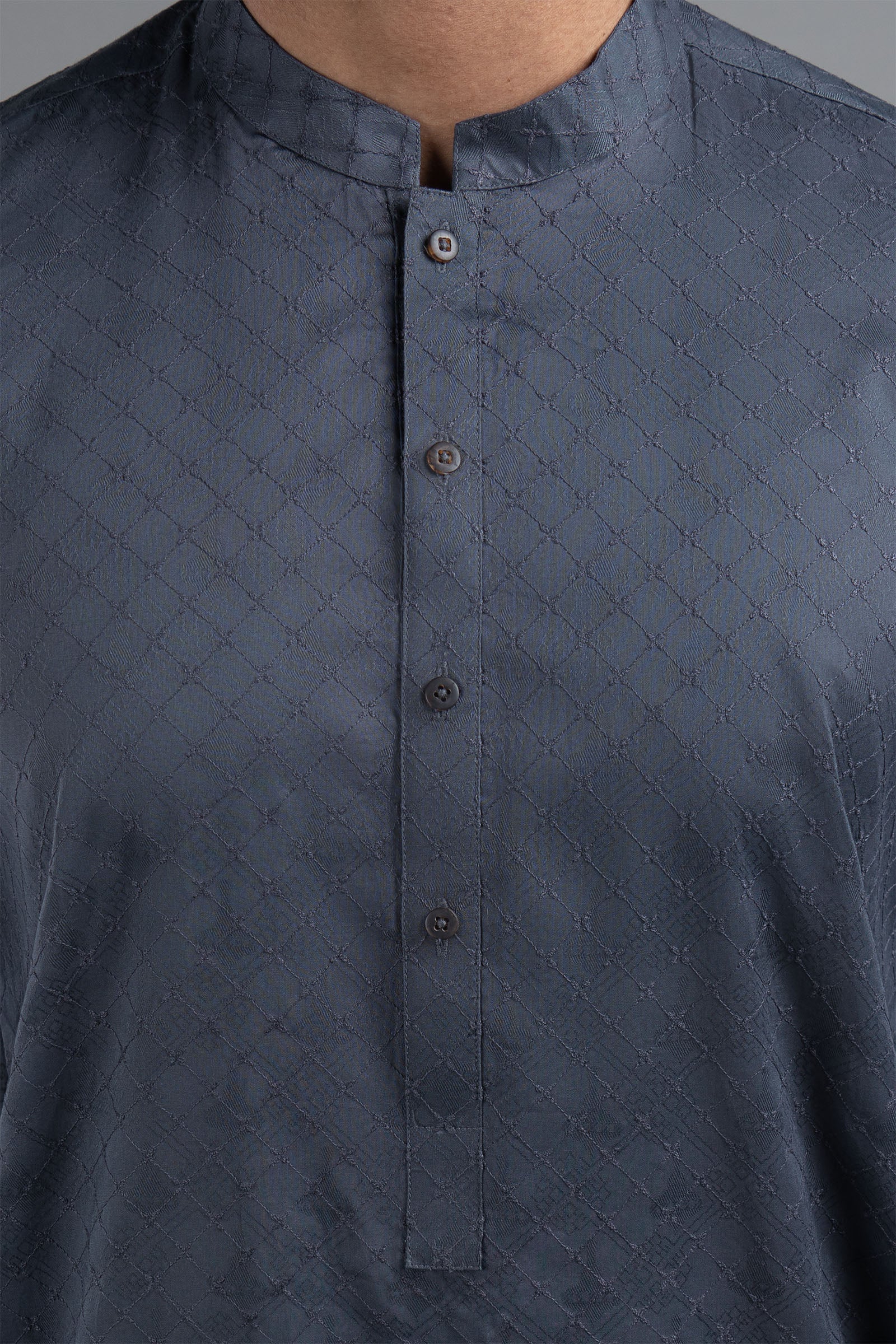 EMBROIDERED KURTA GREY - shop at Bareezeman