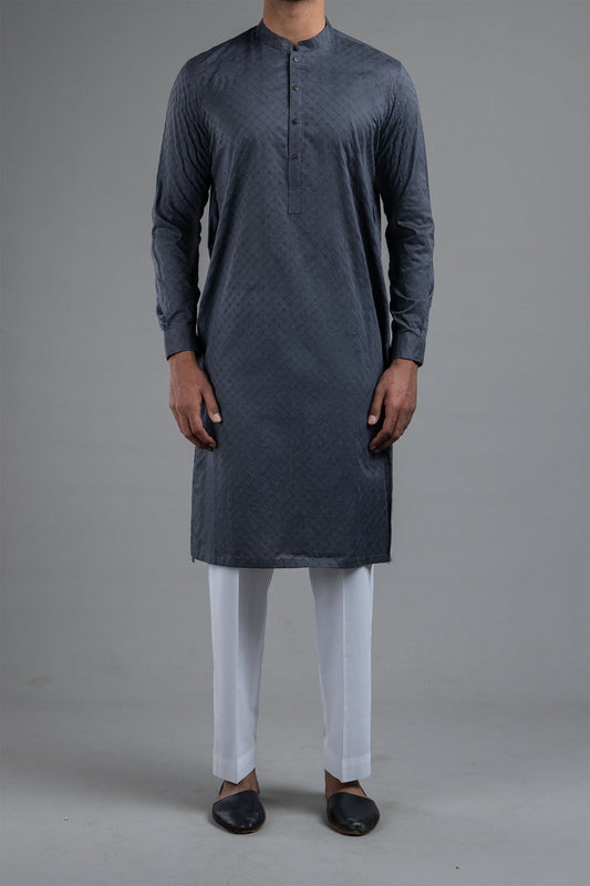 EMBROIDERED KURTA GREY