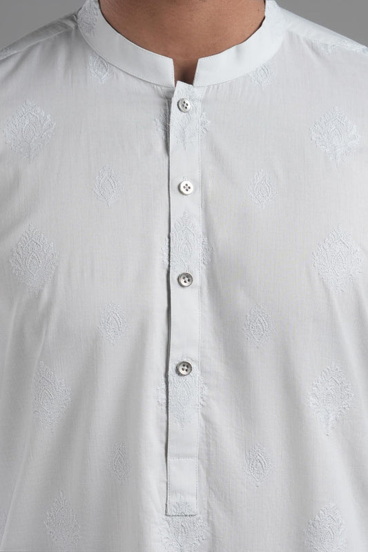 EMBROIDERED KURTA RDY SKY BLUE - shop at Bareezeman