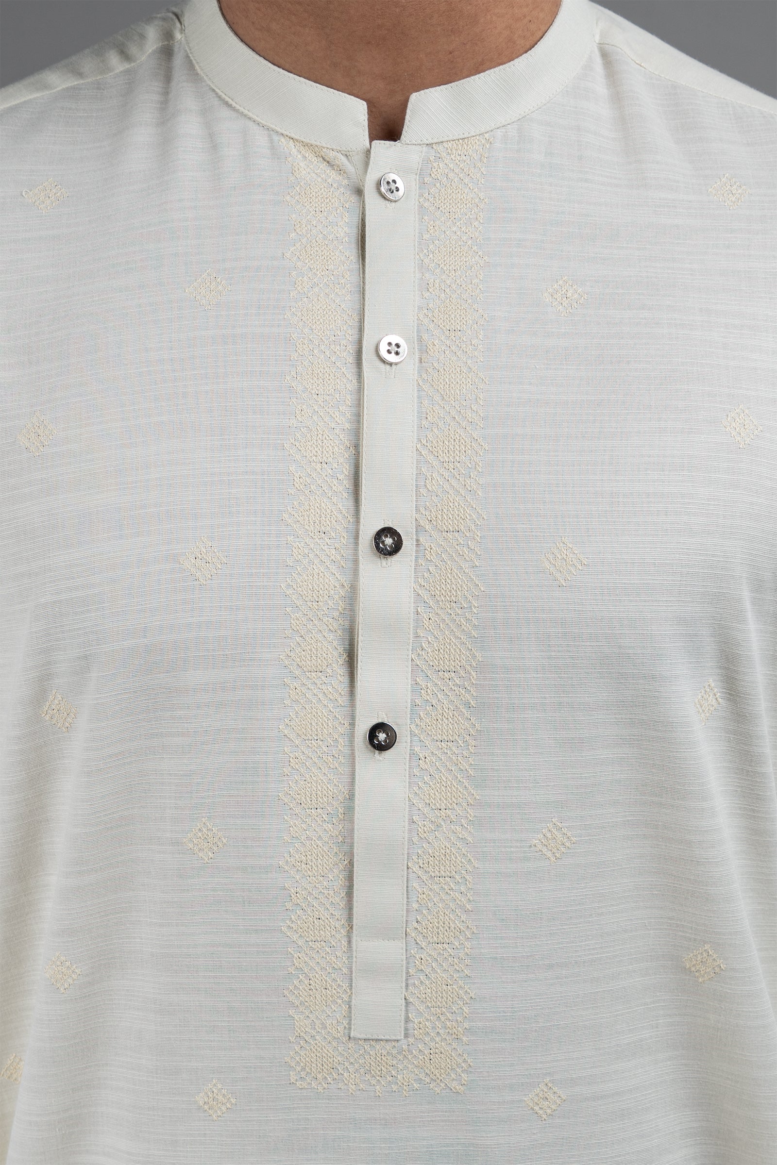 EMBROIDERED KURTA LIGHT GREEN - shop at Bareezeman