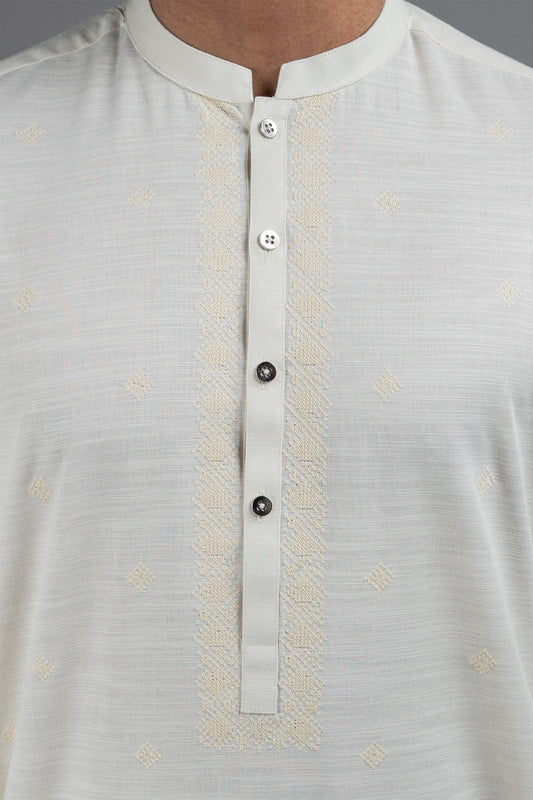 EMBROIDERED KURTA LIGHT GREEN - shop at Bareezeman