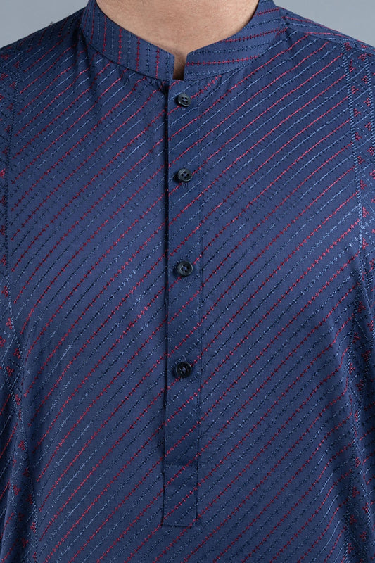 EMBROIDERED KURTA RDM BLUE - shop at Bareezeman