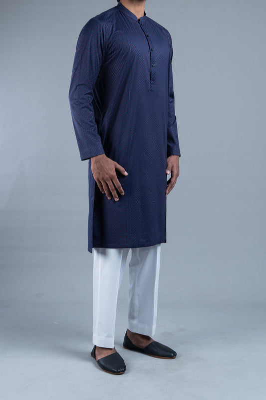 EMBROIDERED KURTA RDM BLUE - shop at Bareezeman