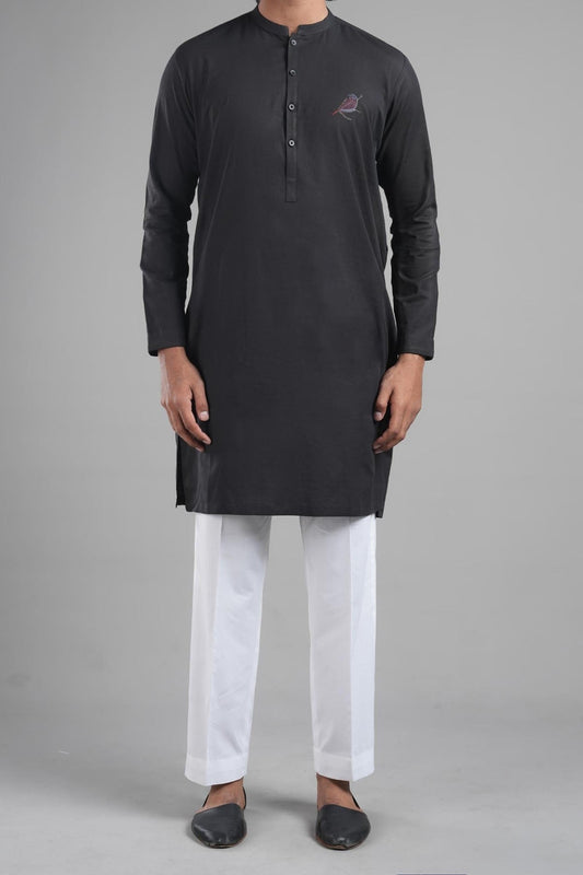 LONG KURTA BLACK - shop at Bareezeman