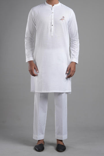 LONG KURTA WHITE - shop at Bareezeman