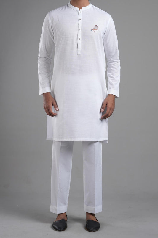 LONG KURTA WHITE - shop at Bareezeman