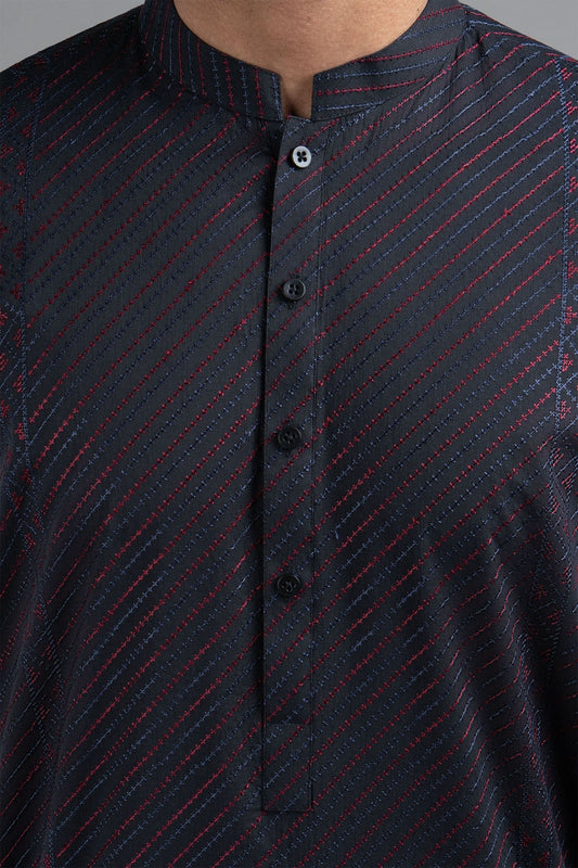 EMBROIDERED KURTA BLACK - shop at Bareezeman