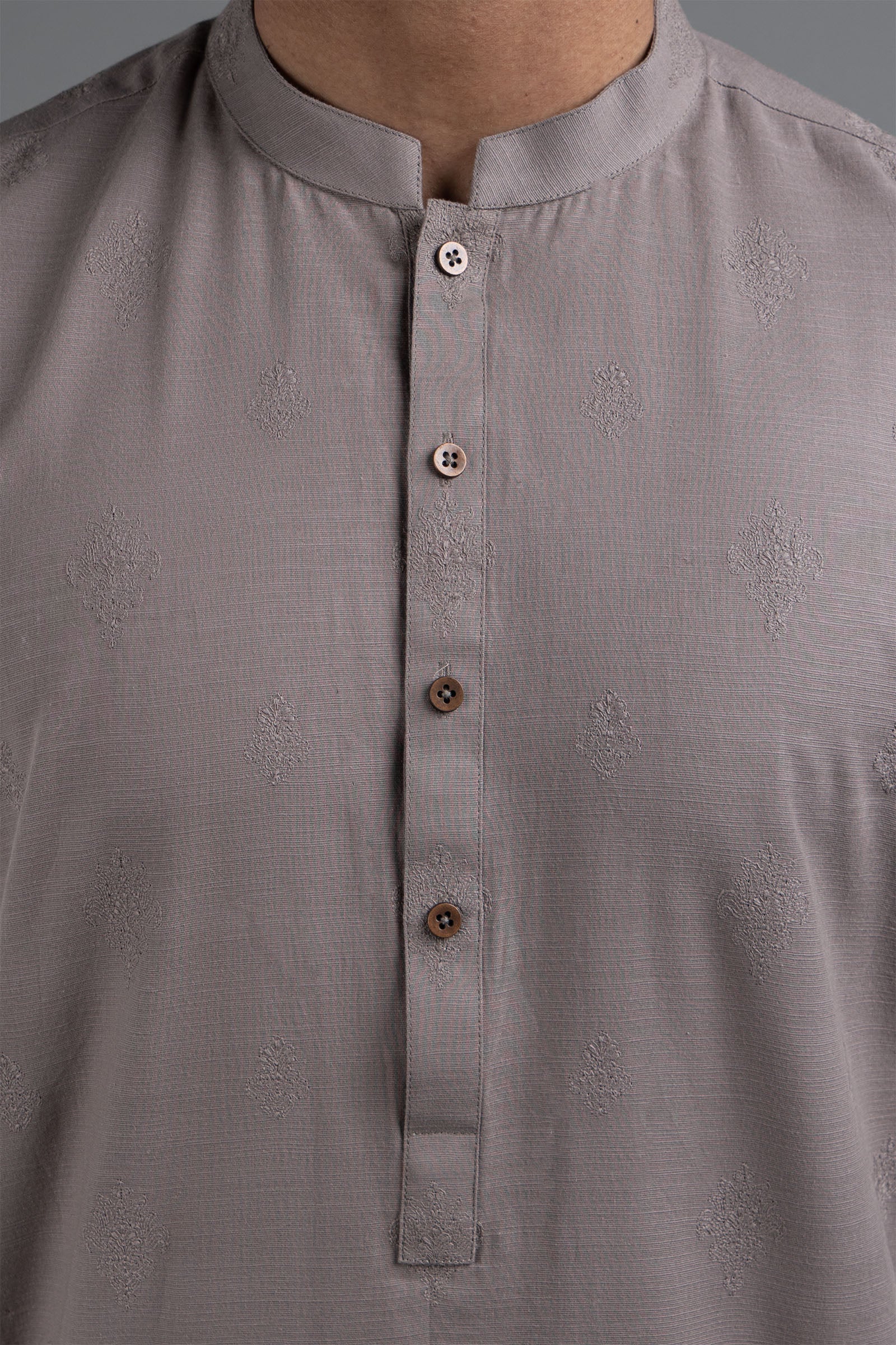EMBROIDERED KURTA BROWN - shop at Bareezeman