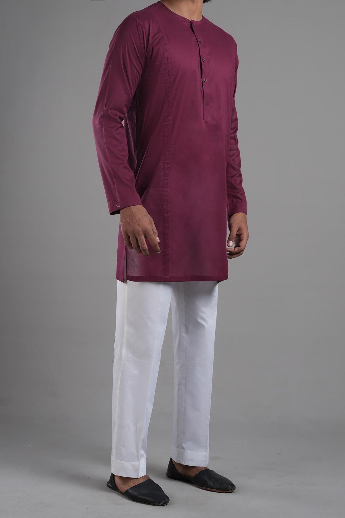 SHORT KURTA MAROON - shop at Bareezeman
