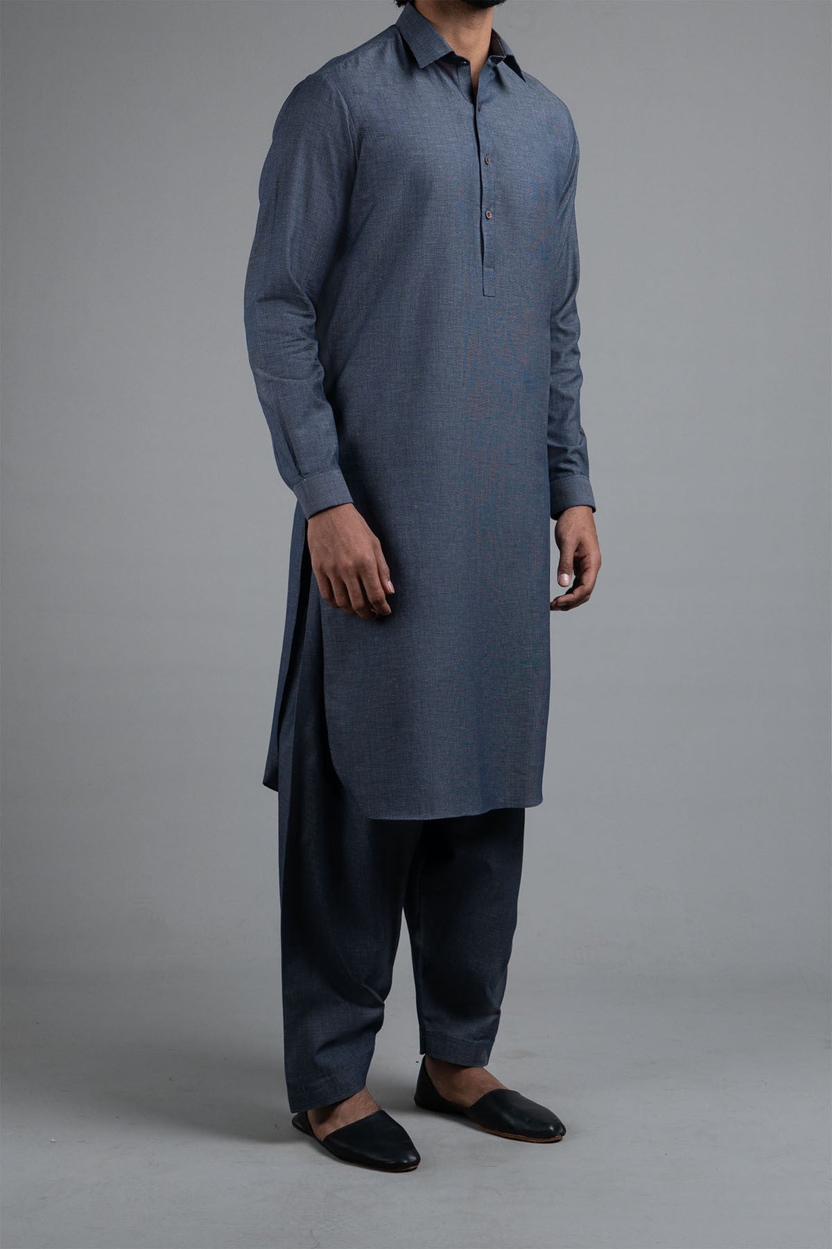 KAMEEZ SHALWAR - DOBBY COTTON  BLUE GREY