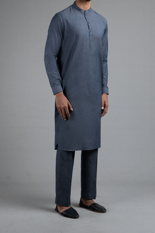 KURTA TROUSER BLUE GREEN - shop at Bareezeman