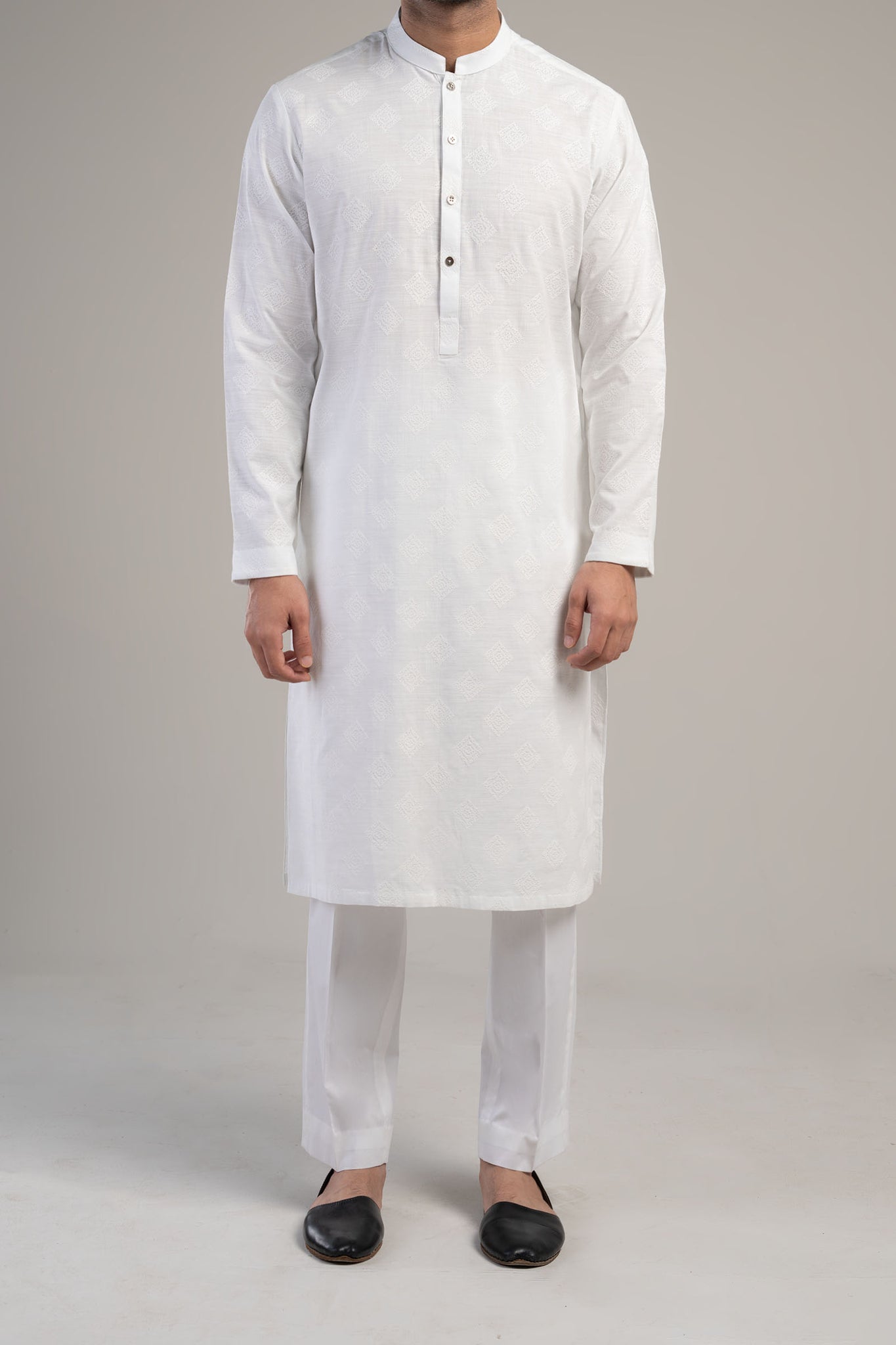 Embroidered Kurta-BMR-1785-WHITE