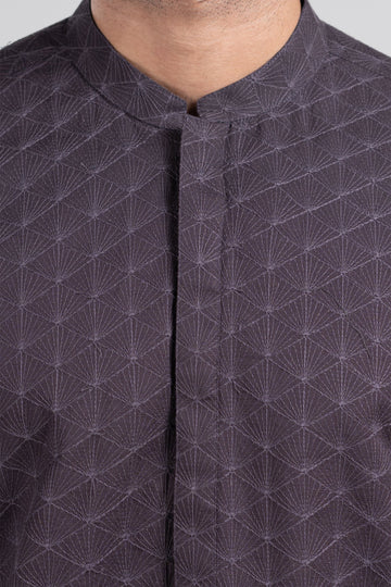 Intl-Embroidered Kurta Brown
