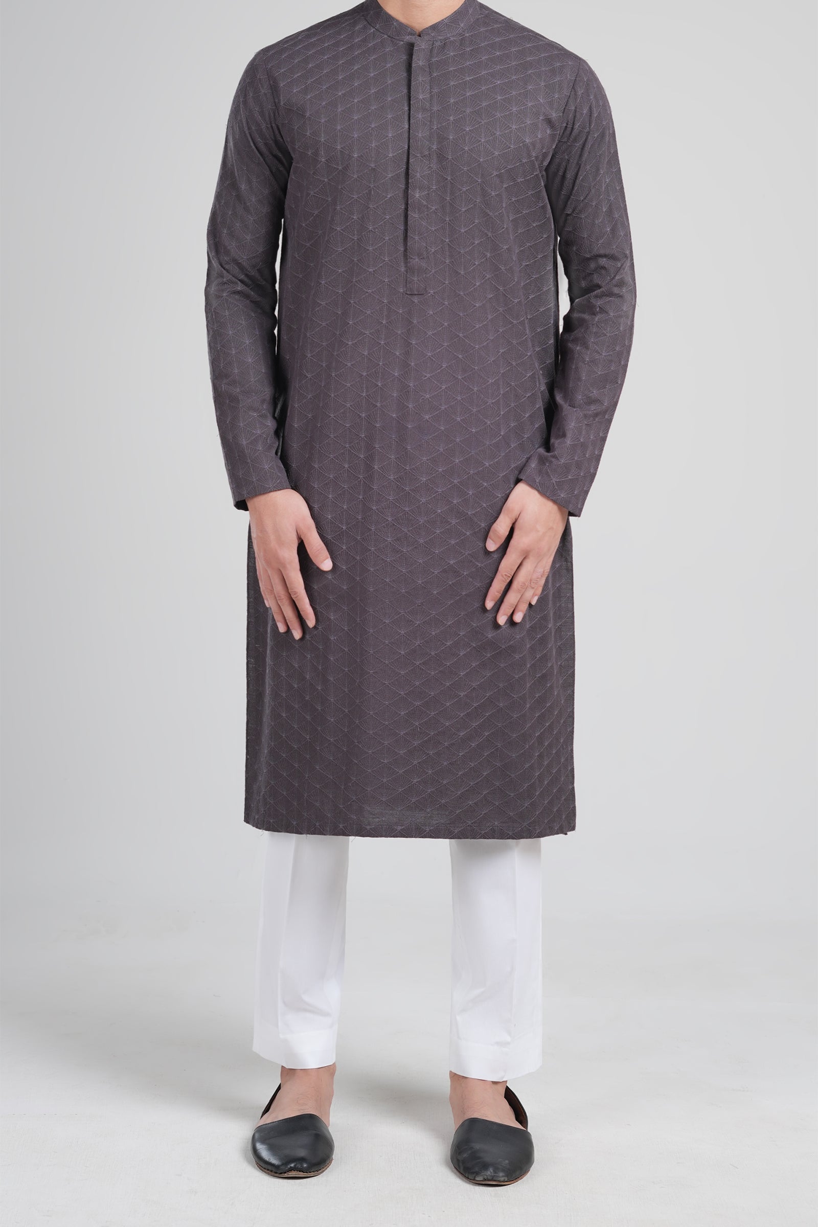 EMBROIDERED KURTA BROWN