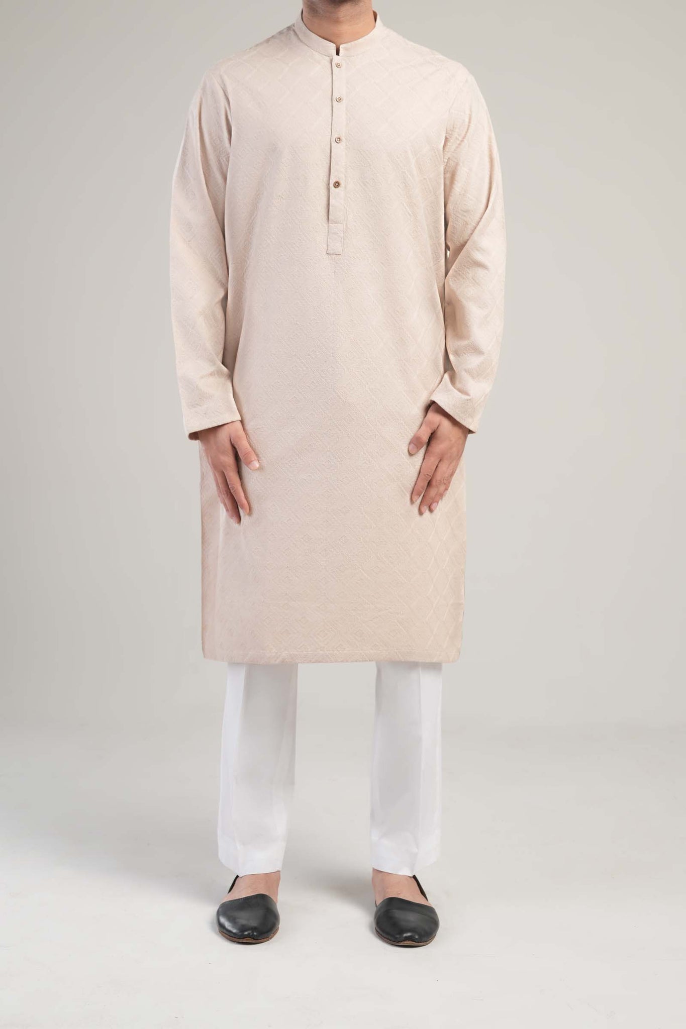 Embroidered Kurta-BMR-1739R1-BEIGE