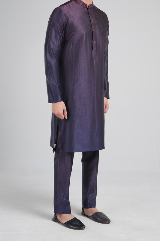 Embroidered Kurta-BMR-1757A-Navy-Blu