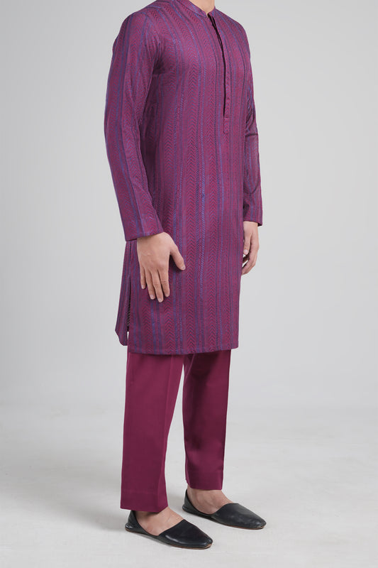 Embroidered Kurta-BMR-1439-Maroon