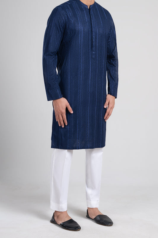 Embroidered Kurta-BMR-1439R1-Blue