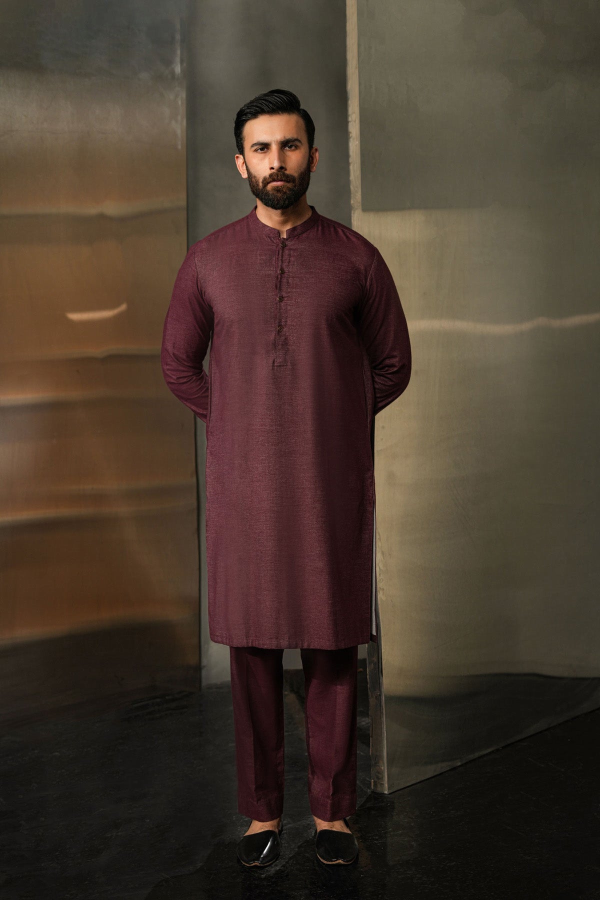 KURTA TROUSER-MAROON - shop at Bareezeman
