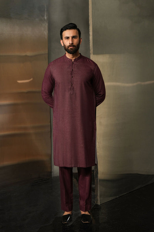 KURTA TROUSER-MAROON - shop at Bareezeman