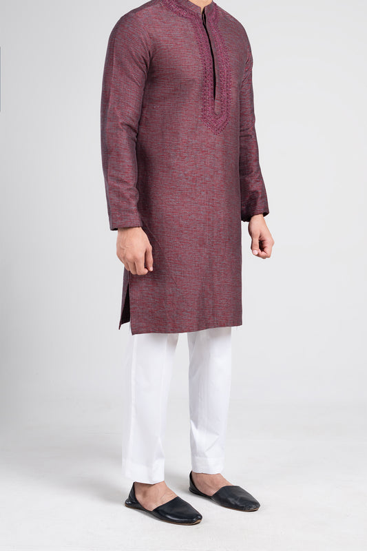 Handmade Kurta-HEK002401-Maroon