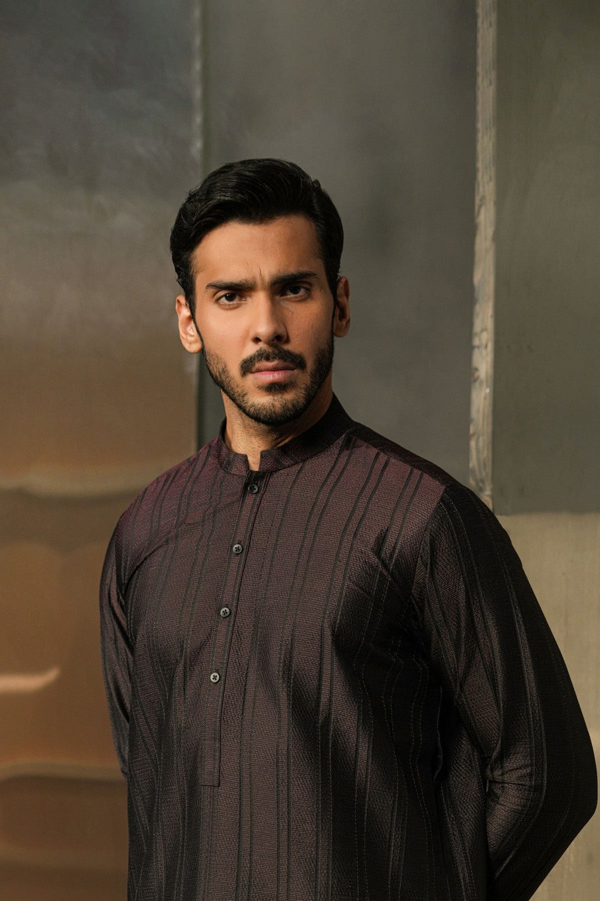 EMBROIDERED-KURTA-BLACK - shop at Bareezeman