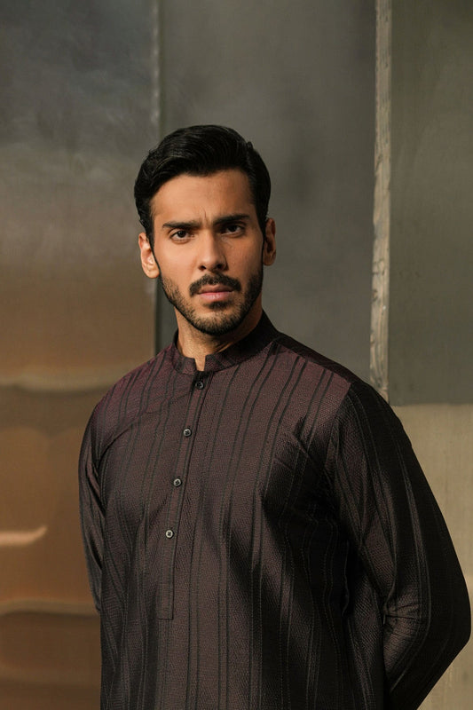 EMBROIDERED-KURTA-BLACK - shop at Bareezeman