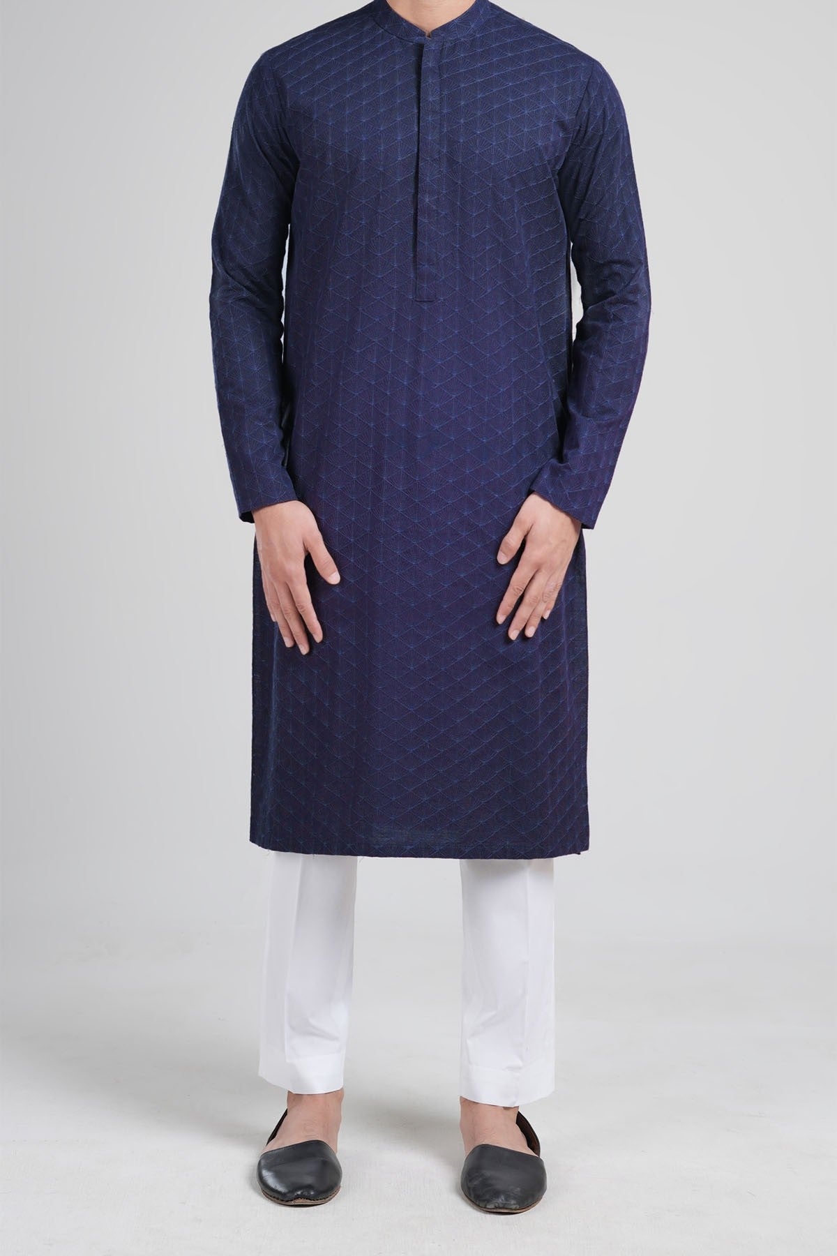 EMBROIDERED KURTA-BMR-1738R1-BLUE