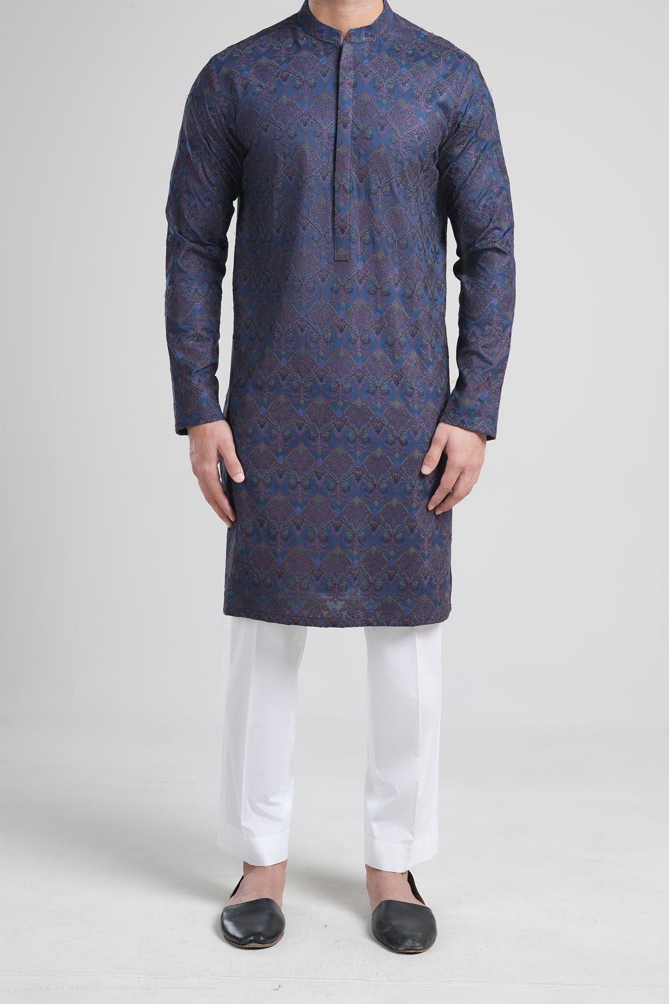 EMBROIDERED KURTA-BMR1718R1-BLUE