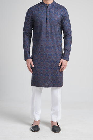 EMBROIDERED KURTA-BMR1718R1-BLUE